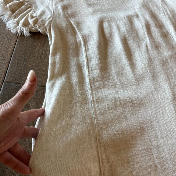 Umgee A-Line oatmeal short sleeve raw edge dress size small - Picture 3 of 9